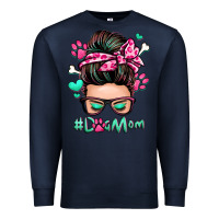 Navy dog mom messy bun Premium Sweatshirt - Zillion Design Studio