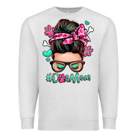 Oatmeal Heather dog mom messy bun Premium Sweatshirt - Zillion Design Studio