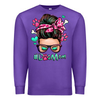 Purple dog mom messy bun Premium Sweatshirt - Zillion Design Studio
