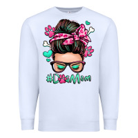 White dog mom messy bun Premium Sweatshirt - Zillion Design Studio