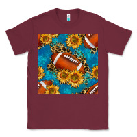 Burgundy american football with leopard Classic Tee - BundleAndBundleShop