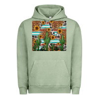 Pigment Oil Green western cactus and sunflowers Urban Hoodie - Jasminsmagicworld