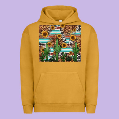 Western Cactus And Sunflowers Urban Hoodie Designed By Jasminsmagicworld