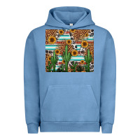 Pigment Pebble Blue western cactus and sunflowers Urban Hoodie - Jasminsmagicworld