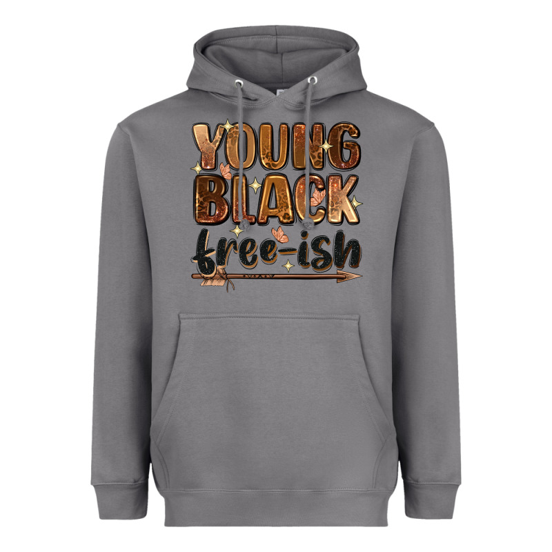 Young Black Free Ish Heavyweight Hoodie by Zillion Design Studio | Teevron