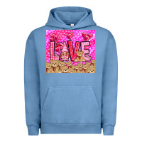 Pigment Pebble Blue love gnome with bear Urban Hoodie - NancyCooperArtShop