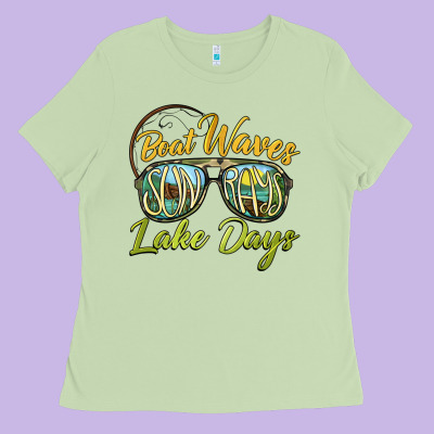 Boat Waves Sun Rays Lake Days Ladies Tee Designed By Barkaloodesign