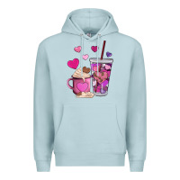 Blue Mist valentines day heart coffe Premium Hoodie - AdoDesignShop