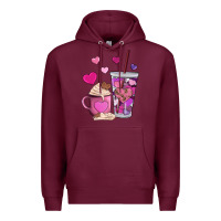 Burgundy valentines day heart coffe Premium Hoodie - AdoDesignShop