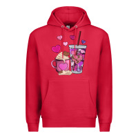 Cardinal valentines day heart coffe Premium Hoodie - AdoDesignShop