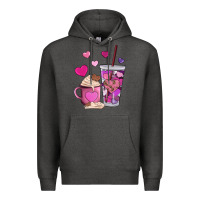Charcoal Heather valentines day heart coffe Premium Hoodie - AdoDesignShop