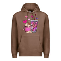 Chestnut valentines day heart coffe Premium Hoodie - AdoDesignShop