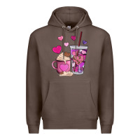 Coffee valentines day heart coffe Premium Hoodie - AdoDesignShop