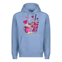 Colony Blue valentines day heart coffe Premium Hoodie - AdoDesignShop