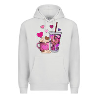 Dove Grey valentines day heart coffe Premium Hoodie - AdoDesignShop