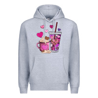 Heather Grey valentines day heart coffe Premium Hoodie - AdoDesignShop