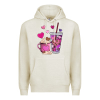Oatmeal Heather valentines day heart coffe Premium Hoodie - AdoDesignShop