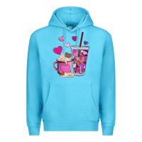 Ocean Blue valentines day heart coffe Premium Hoodie - AdoDesignShop