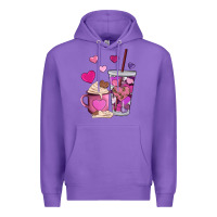 Purple valentines day heart coffe Premium Hoodie - AdoDesignShop