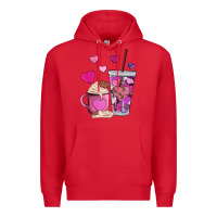 Red valentines day heart coffe Premium Hoodie - AdoDesignShop