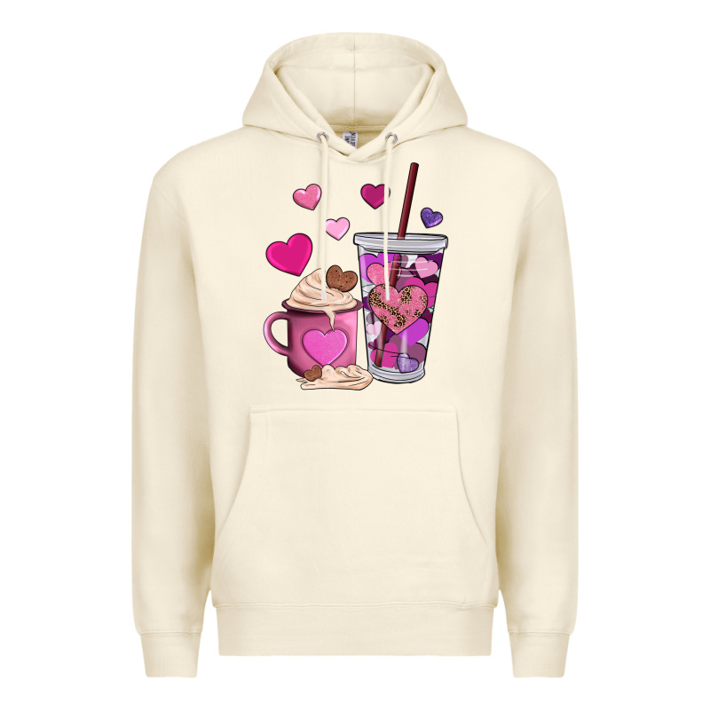 Valentines Day Heart Coffe Premium Hoodie by AdoDesignShop | Teevron