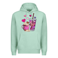 Seafoam valentines day heart coffe Premium Hoodie - AdoDesignShop