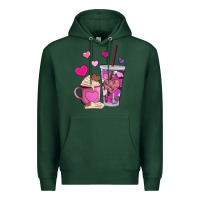 Sports Green valentines day heart coffe Premium Hoodie - AdoDesignShop
