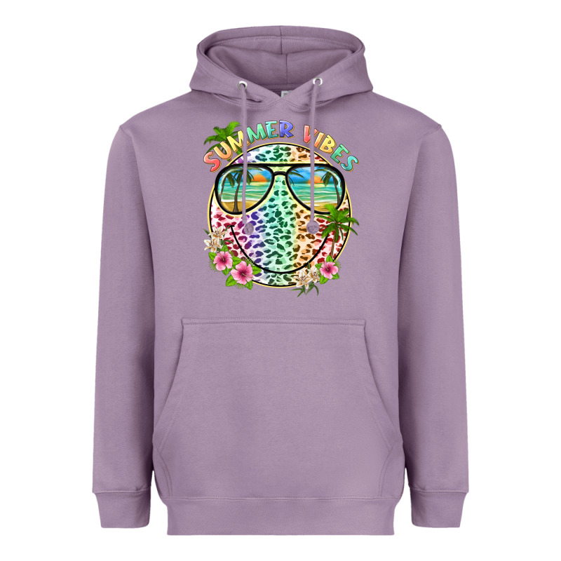 Summer Vibes With Smile Face And Leopard Heavyweight Hoodie by texasbilliewilder | Teevron