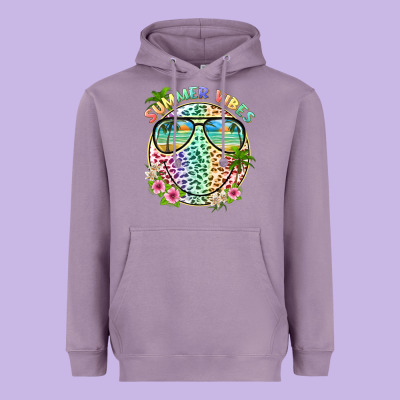 Summer Vibes With Smile Face And Leopard Heavyweight Hoodie Designed By Texasbilliewilder