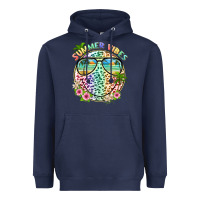 Navy summer vibes with smile face and leopard Heavyweight Hoodie - texasbilliewilder