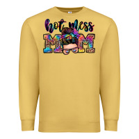 Antique Gold hot mess mom messy bun Premium Sweatshirt - Zillion Design Studio