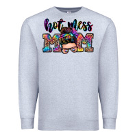 Heather Grey hot mess mom messy bun Premium Sweatshirt - Zillion Design Studio