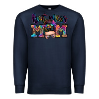 Navy hot mess mom messy bun Premium Sweatshirt - Zillion Design Studio