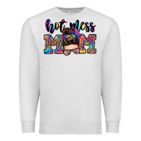 Oatmeal Heather hot mess mom messy bun Premium Sweatshirt - Zillion Design Studio