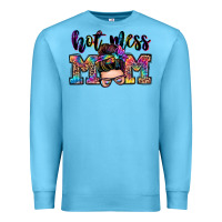 Ocean Blue hot mess mom messy bun Premium Sweatshirt - Zillion Design Studio