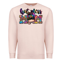 Pale Pink hot mess mom messy bun Premium Sweatshirt - Zillion Design Studio
