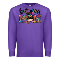 Purple hot mess mom messy bun Premium Sweatshirt - Zillion Design Studio