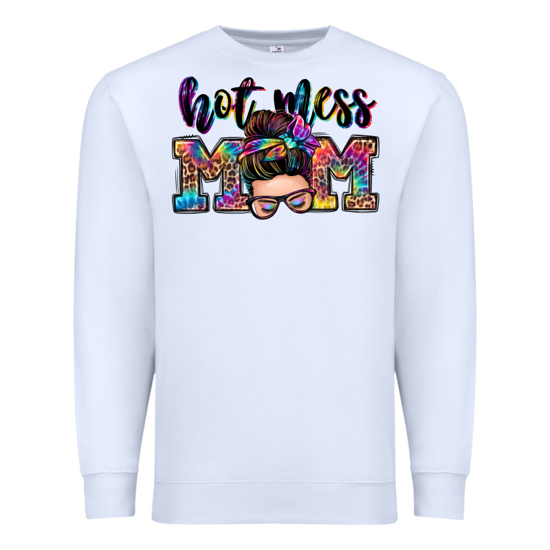 Hot Mess Mom Messy Bun Premium Sweatshirt by Zillion Design Studio | Teevron