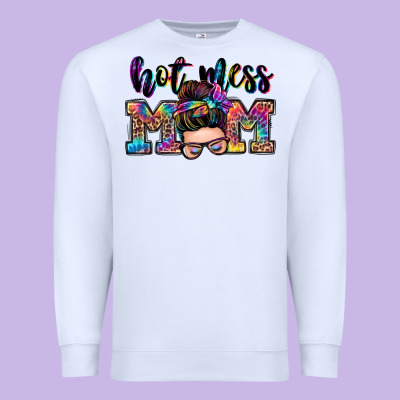 Hot Mess Mom Messy Bun Premium Sweatshirt Designed By Zillion Design Studio