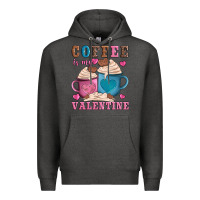 Charcoal Heather valentines day coffe is my valentine Premium Hoodie - AdoDesignShop