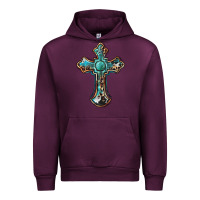 Mauve Wine western cross Urban Hoodie - BarkalooDesign