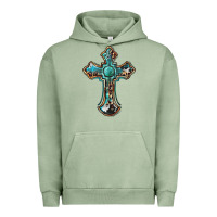 Pigment Oil Green western cross Urban Hoodie - BarkalooDesign