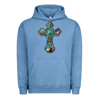 Pigment Pebble Blue western cross Urban Hoodie - BarkalooDesign
