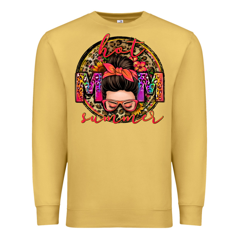 Hot Mom Summer Messy Bun Premium Sweatshirt by Zillion Design Studio | Teevron
