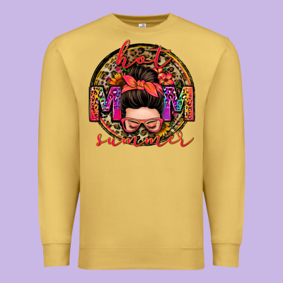 Hot Mom Summer Messy Bun Premium Sweatshirt Designed By Zillion Design Studio