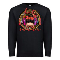 Black hot mom summer messy bun Premium Sweatshirt - Zillion Design Studio