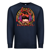 Navy hot mom summer messy bun Premium Sweatshirt - Zillion Design Studio
