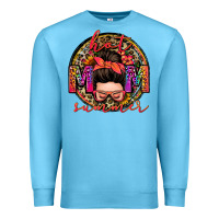 Ocean Blue hot mom summer messy bun Premium Sweatshirt - Zillion Design Studio