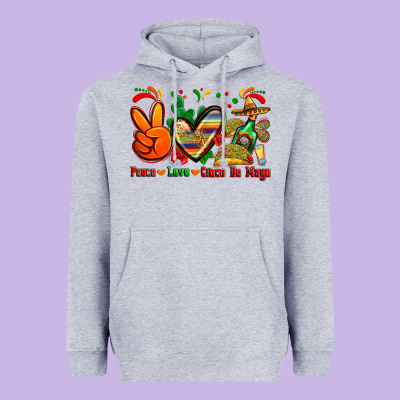 Peace Love Cinco De Mayo Heavyweight Hoodie Designed By Zillion Design Studio