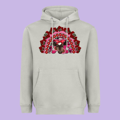 Valentine's Day Baby Cow Rainbow Heavyweight Hoodie Designed By Ranaportraitstore